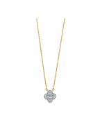 14K Two-Tone Gold 2T CZ Clover Necklace (NK-0222)