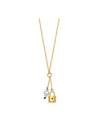 14K Two-Tone Gold 2T Key + Lock Necklace (NK-0223)