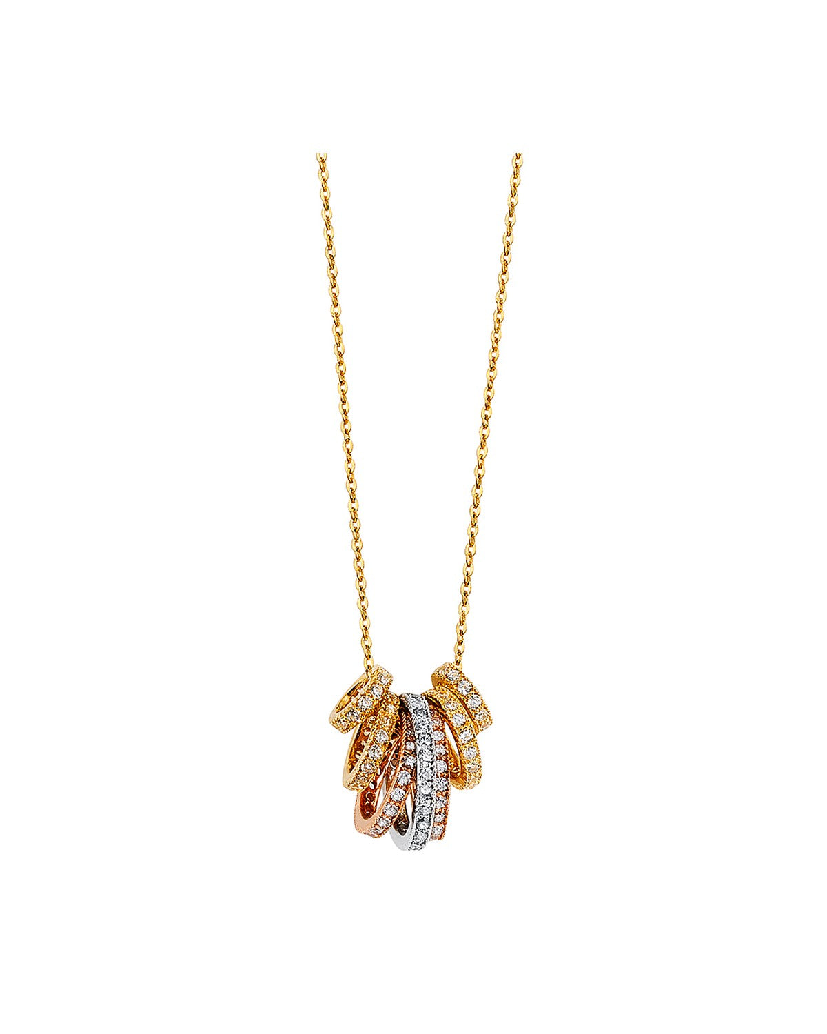 14K Tri-Color Gold 3C 7Day CZ Ring Necklace (NK-0245)