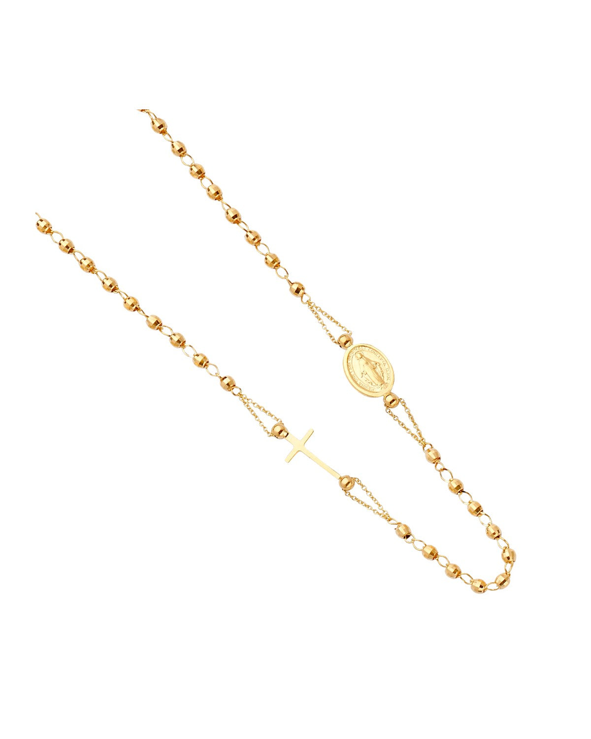 14K Yellow Gold Virgin Mary Fashion Rosary Necklace (NK-0255)