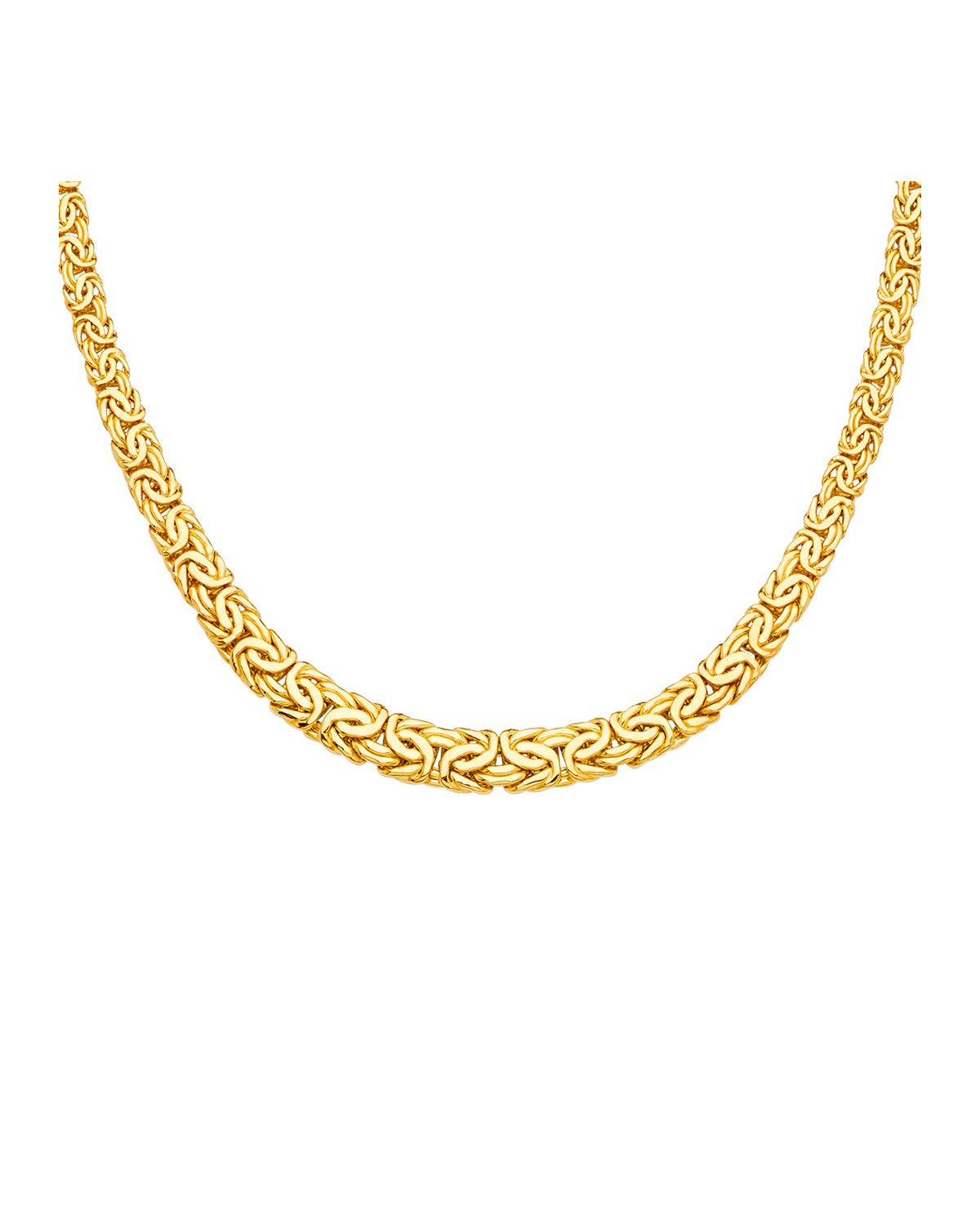 14K Yellow Gold Gradated Oval Hollow Byzantine Necklace (NK-0269)