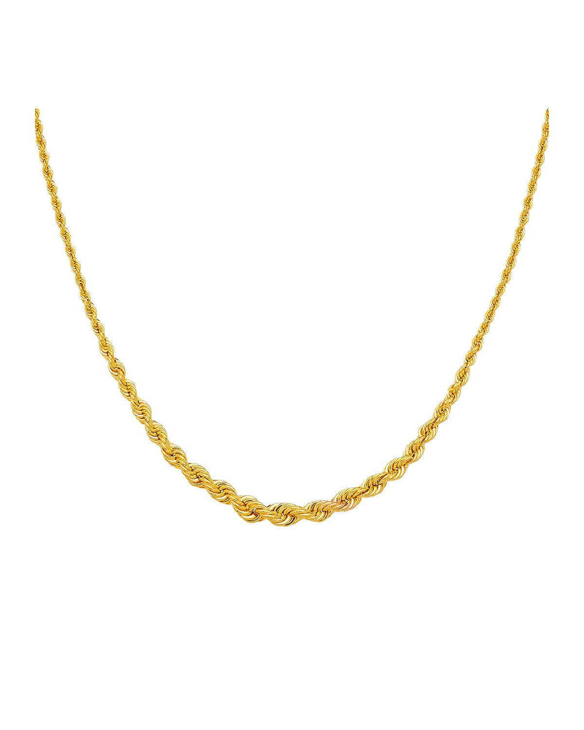 14K Yellow Gold Gradated Hollow Rope Necklace (NK-0274)