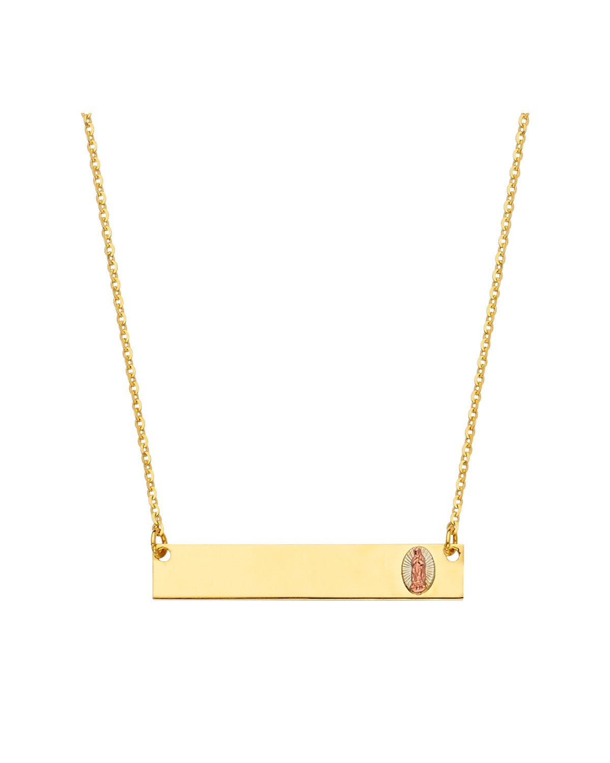 14K Yellow Gold ID with Guadalupe Necklace (NK-0311)