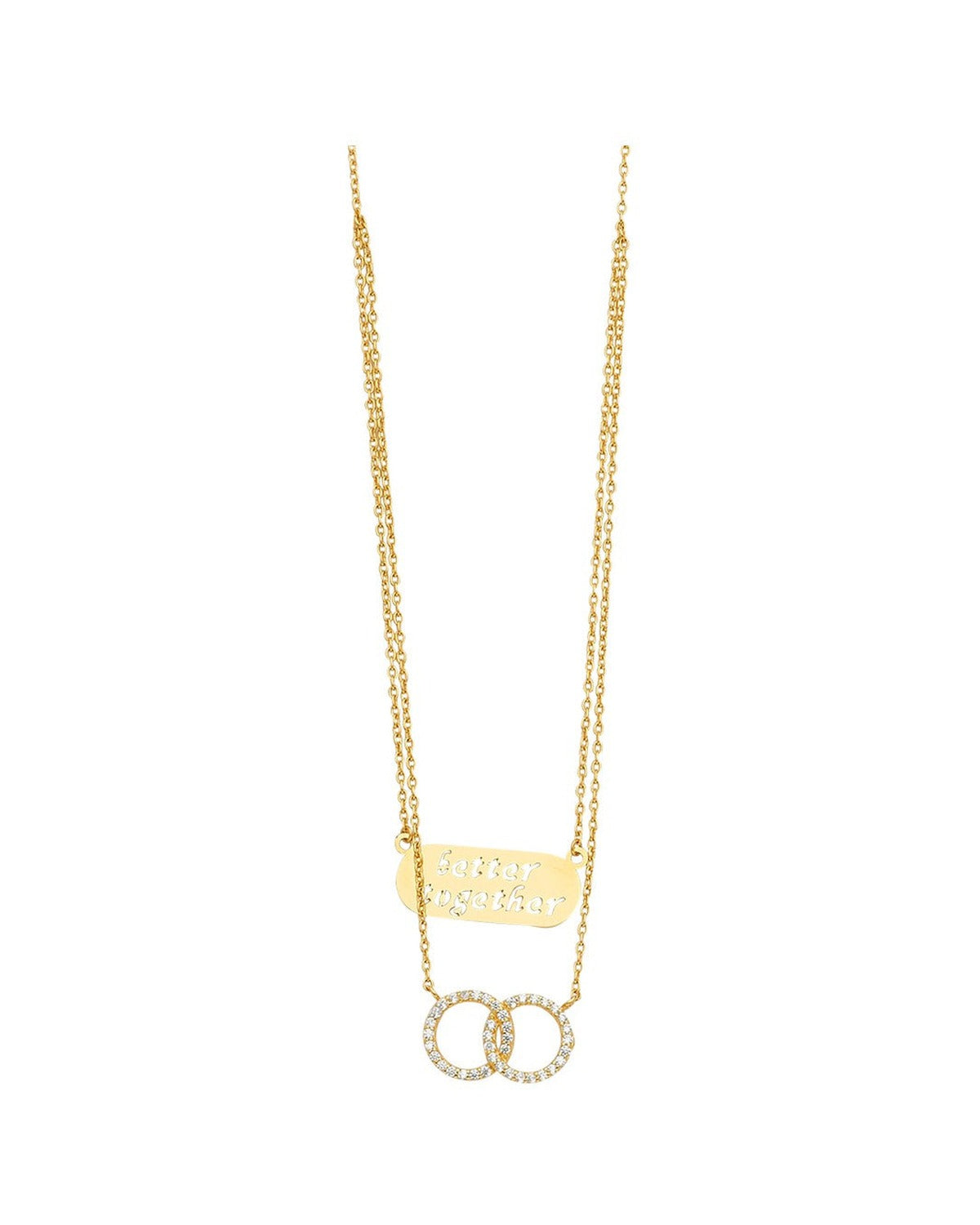 14K Yellow Gold 2Lines Necklace with CZ Eternity (NK-0315)