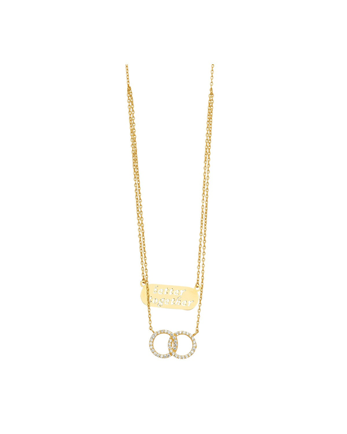 14K Yellow Gold 2Lines Necklace with CZ Eternity (NK-0315)