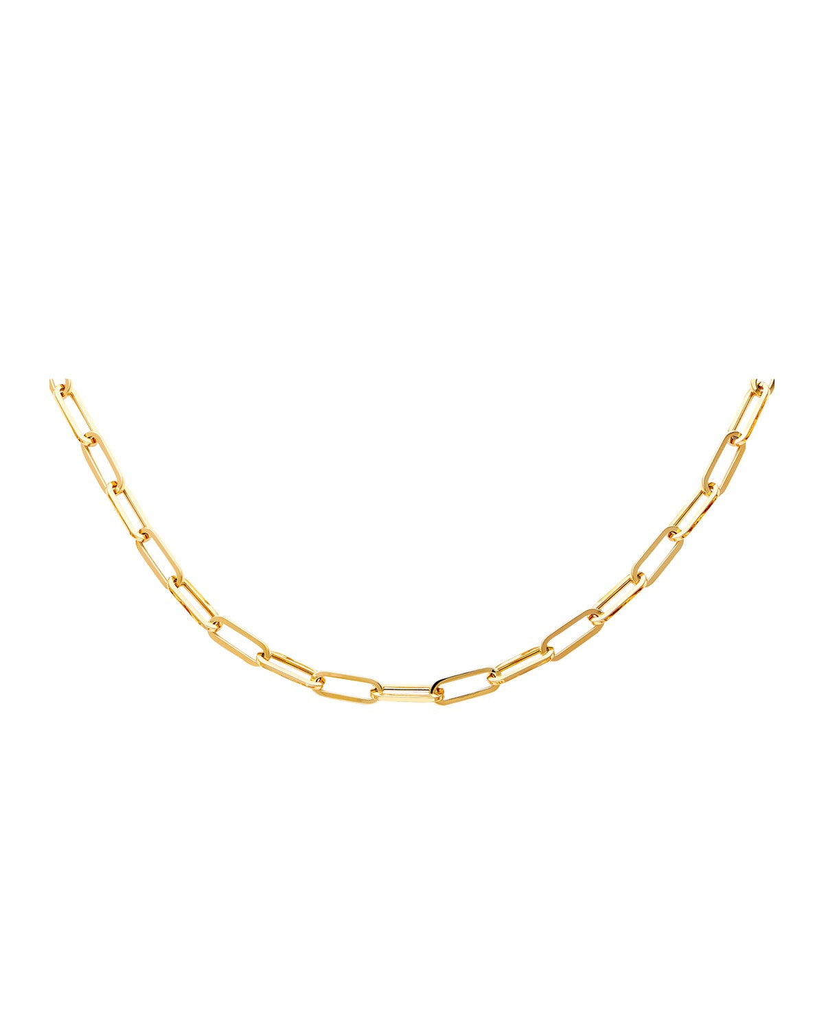 14K Yellow Gold 5.5mm Hollow Paperclip Necklace Chain (NK-0333)