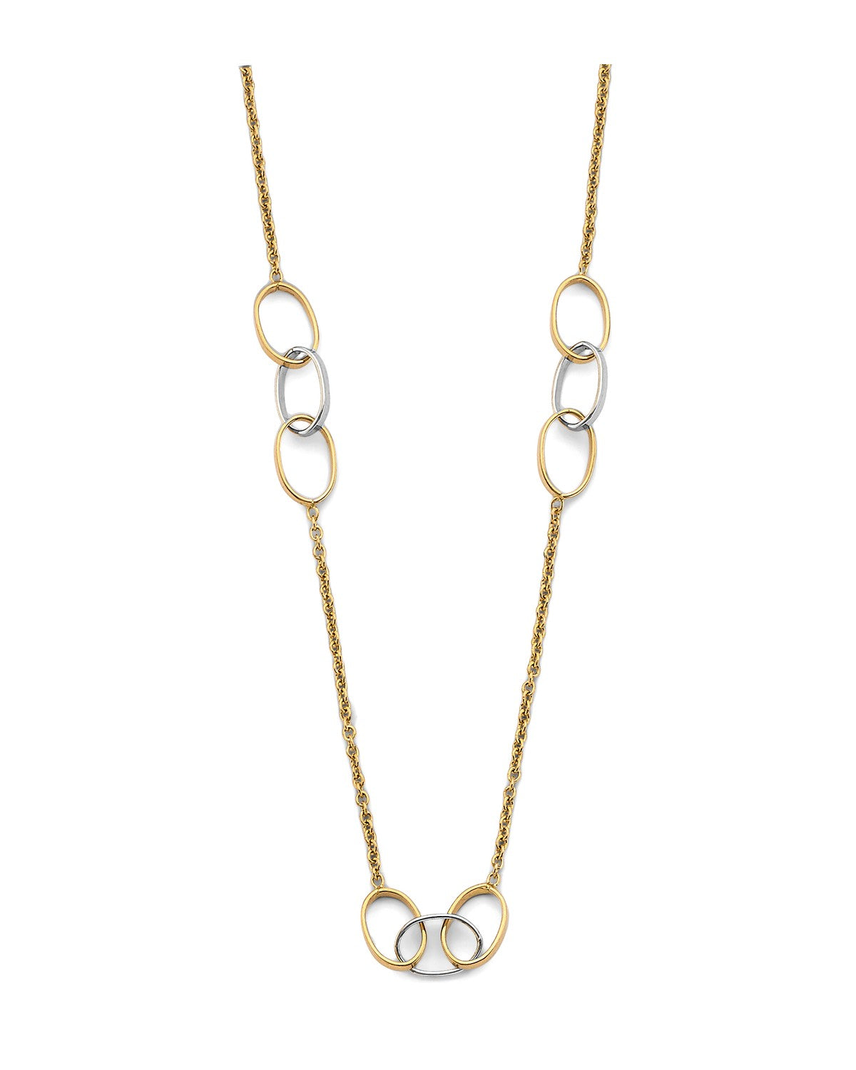 14K Two-Tone Gold 2T Triple Together Oval Necklace (NK-0339)