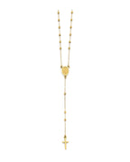 14K Yellow Gold 2mm DC Ball Rosary Necklace with Virgin Mary (NK-0348)