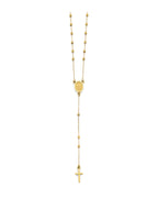 14K Yellow Gold 2mm DC Ball Rosary Necklace with Virgin Mary (NK-0348)