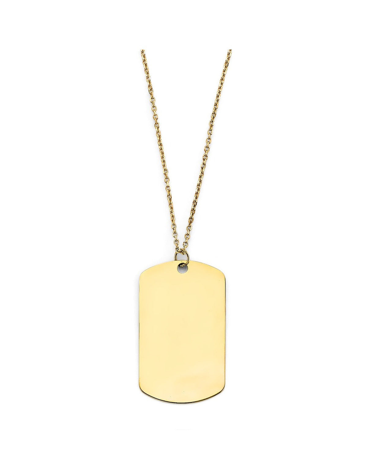 14K Yellow Gold Plain Engravable Dog Tag Necklace (NK-0354)