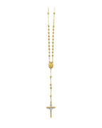 14K Two-Tone Gold 2T 4mm Disco Ball Rosary Necklace (NK-0356)