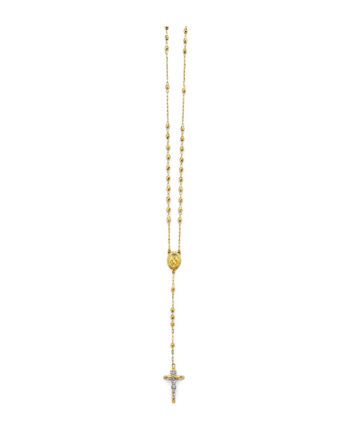 14K Two-Tone Gold 2T 3mm Disco Ball Rosary Necklace (NK-0357)