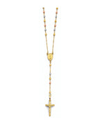 14K Tri-Color Gold 3C 2.5mm Disco Ball Rosary Necklace (NK-0361)