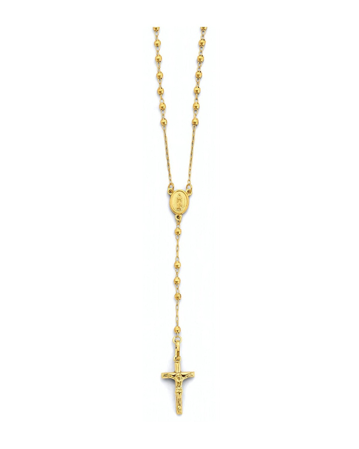14K Yellow Gold 2.5mm Disco Ball Rosary Necklace (NK-0362)