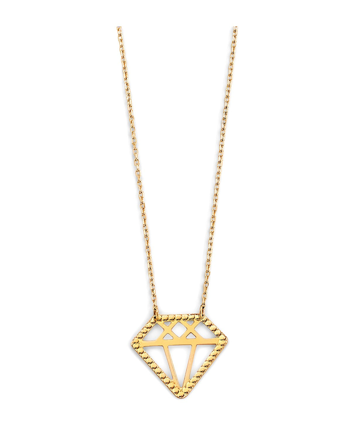14K Yellow Gold CZ Shape Pendant Necklace (NK-0366)