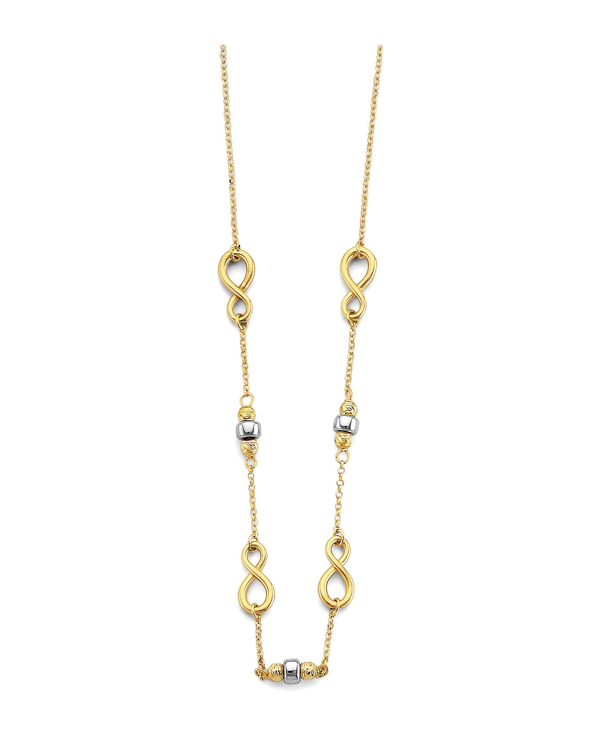 14K Two-Tone Gold 2T Infinity Bead Necklace (NK-0382)
