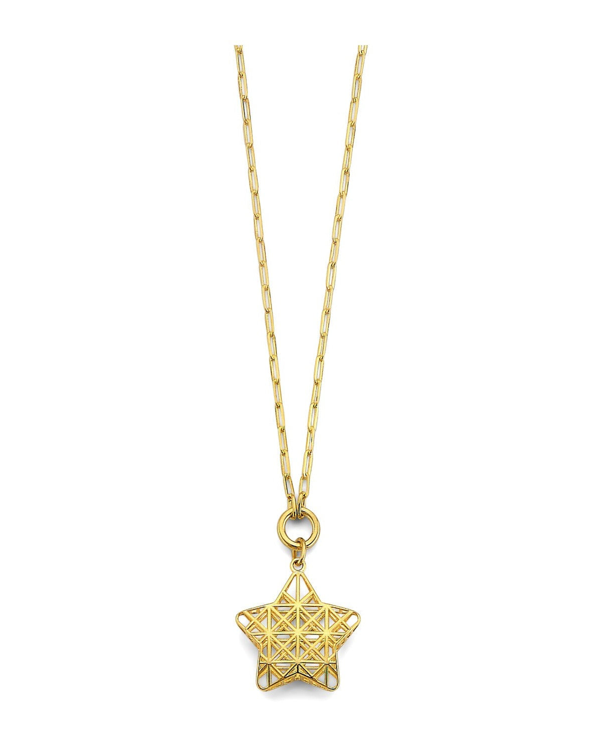14K Yellow Gold Meshed Star Necklace (NK-0386)