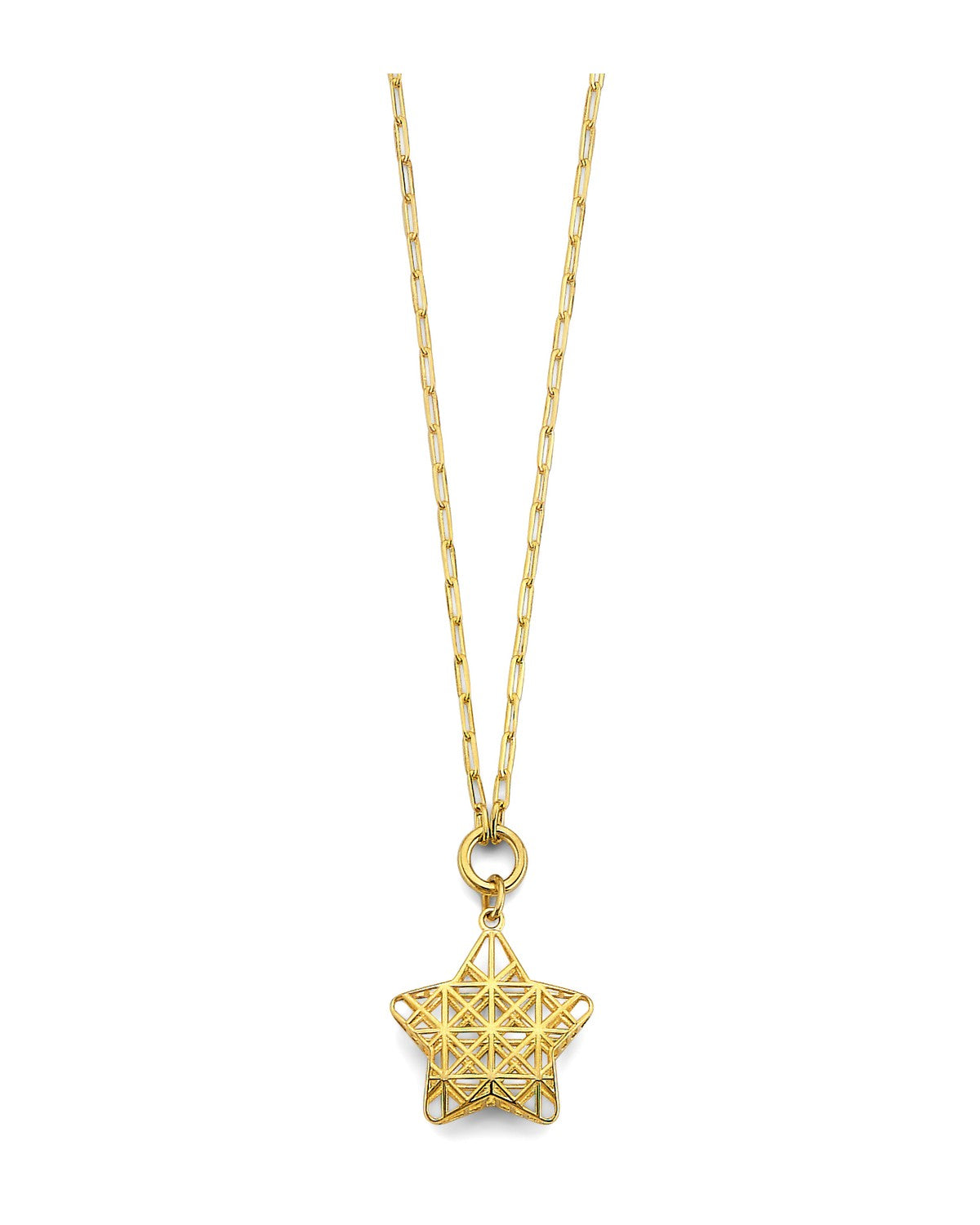14K Yellow Gold Meshed Star Necklace (NK-0386)