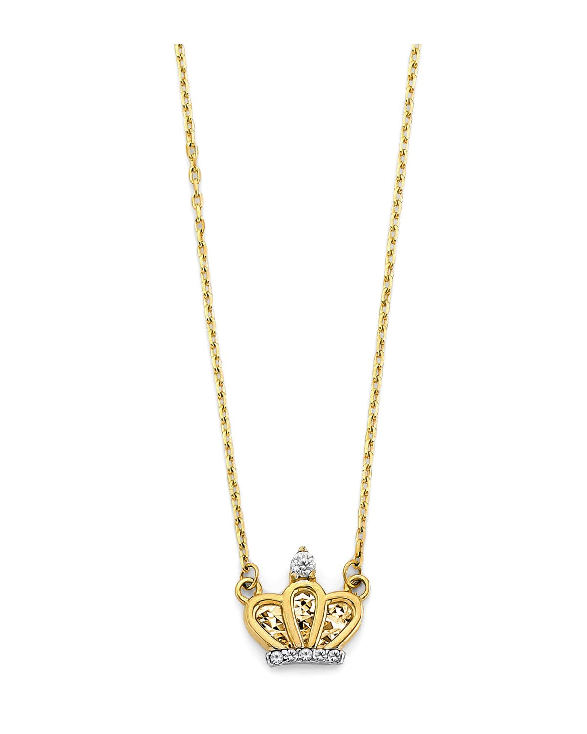 14K Yellow Gold CZ Crown Necklace (NK-0402)