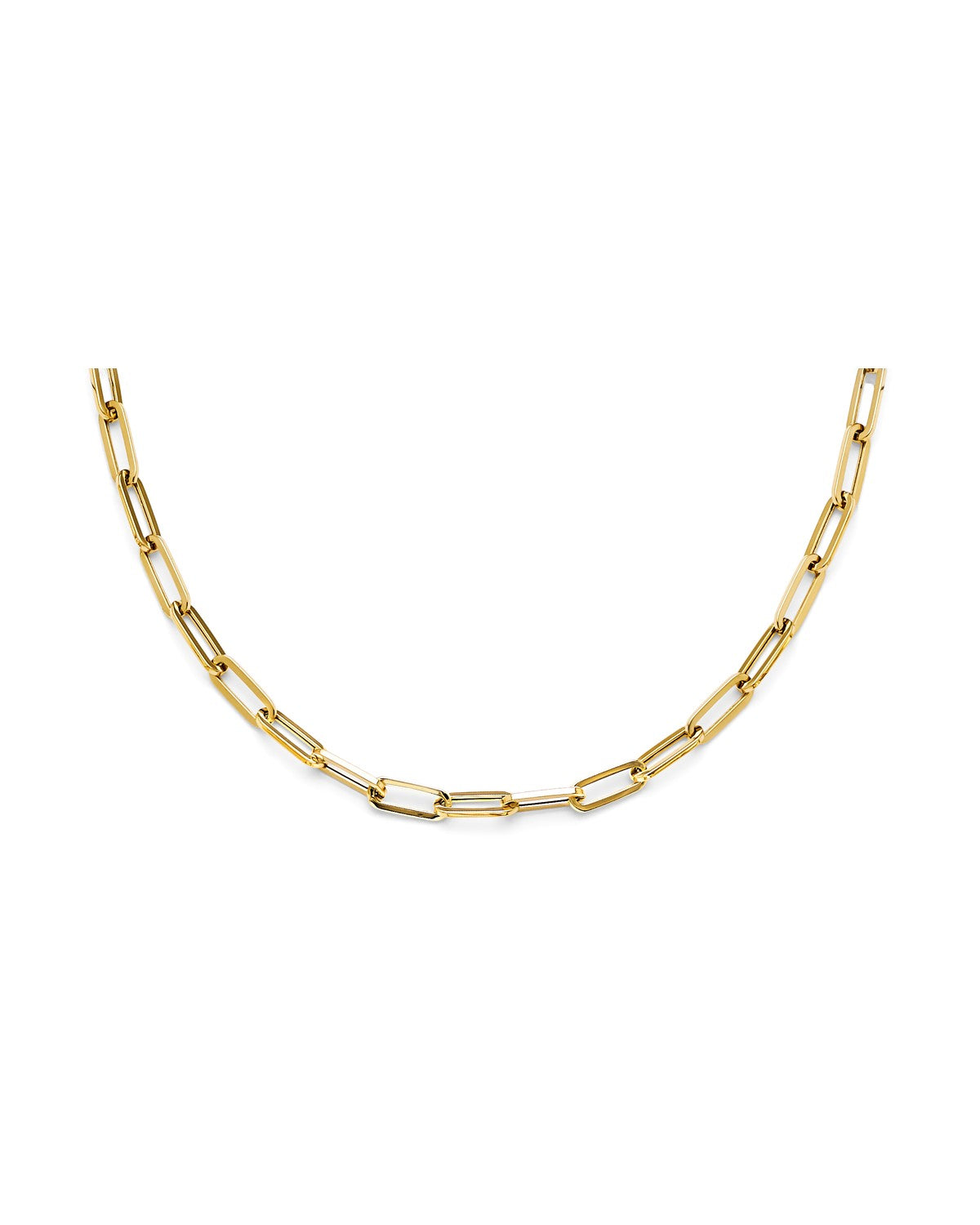 14K Yellow Gold Hollow Plain Paperclip Necklace (NK-0404)