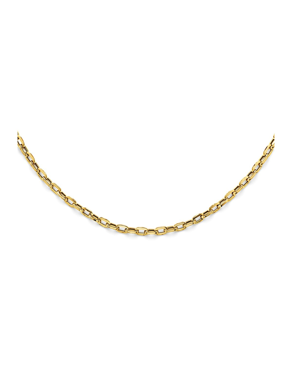 14K Yellow Gold Bold Plain Paperclip Necklace (NK-0407)
