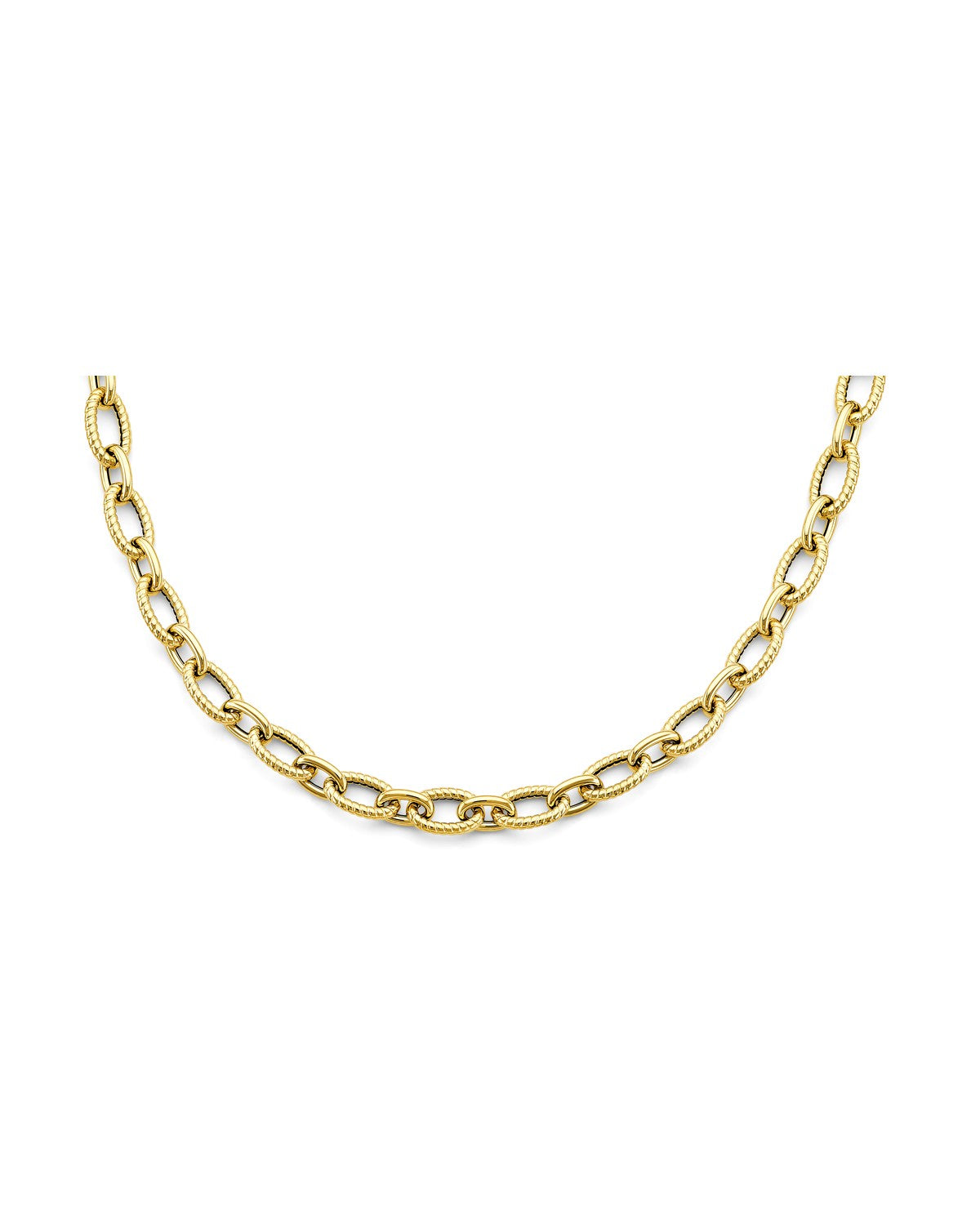 14K Yellow Gold Hollow Bold Oval Link Necklace (NK-0410)