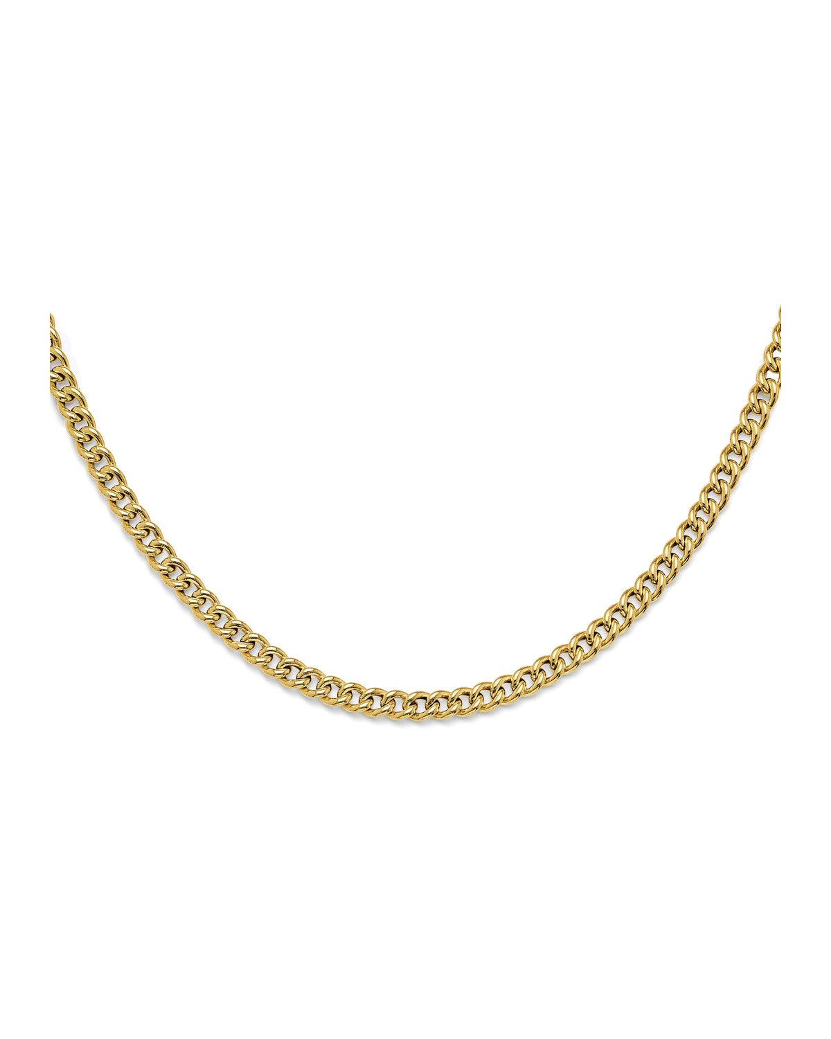 14K Yellow Gold Hollow Roundish Curb Necklace (NK-0420)