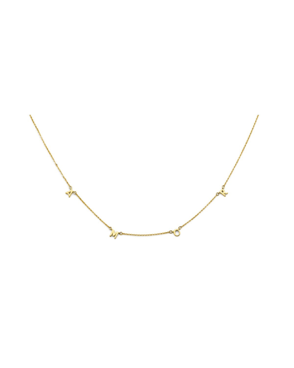 14K Yellow Gold A-M-O-R Necklace (NK-0436)