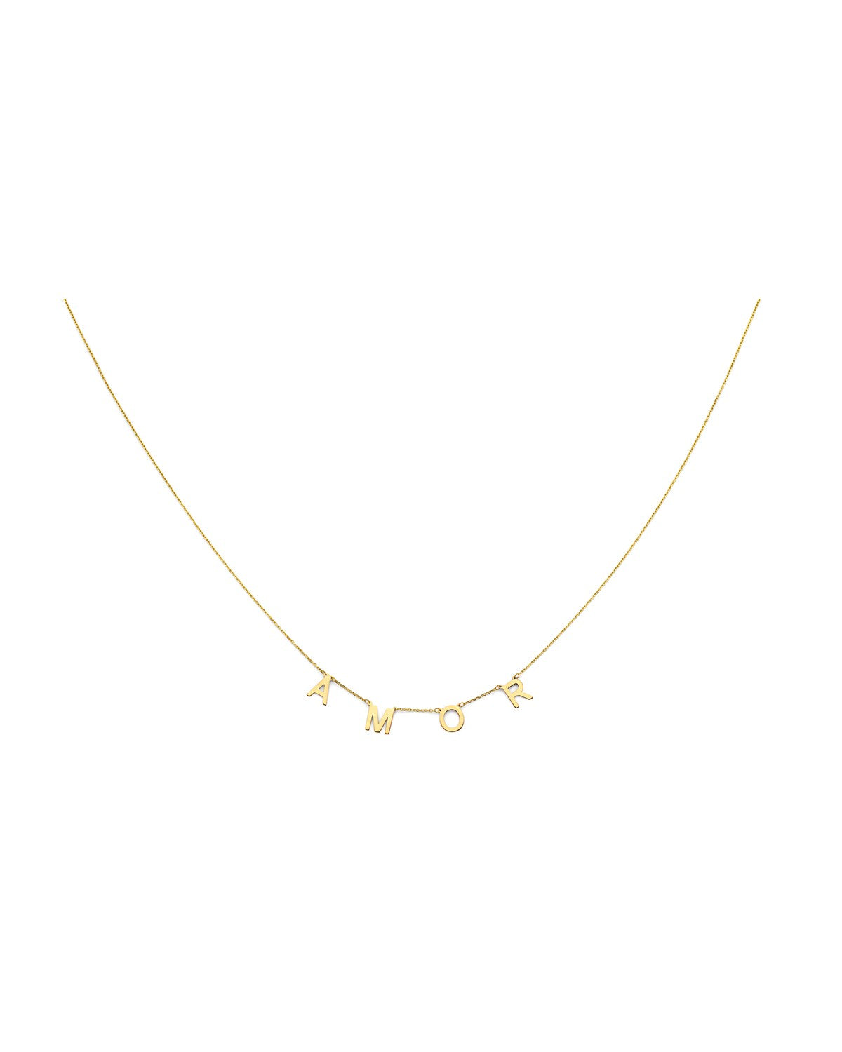 14K Yellow Gold A-M-O-R Necklace (NK-0438)