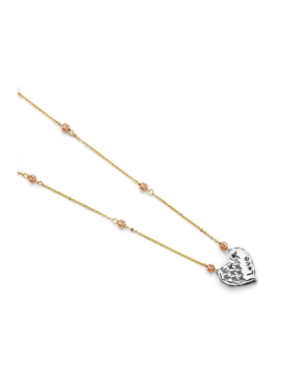14K Tri-Color Gold 3C Love Heart Necklace (NK-0440)