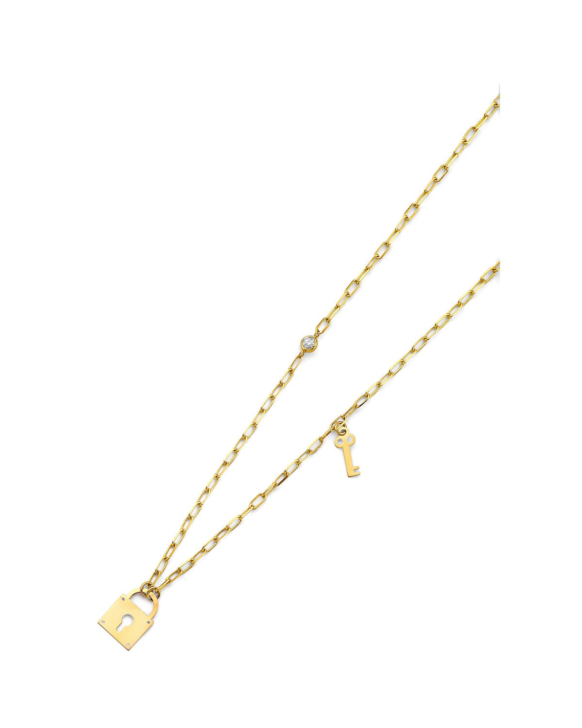 14K Yellow Gold Heart & Key Necklace (NK-0441)