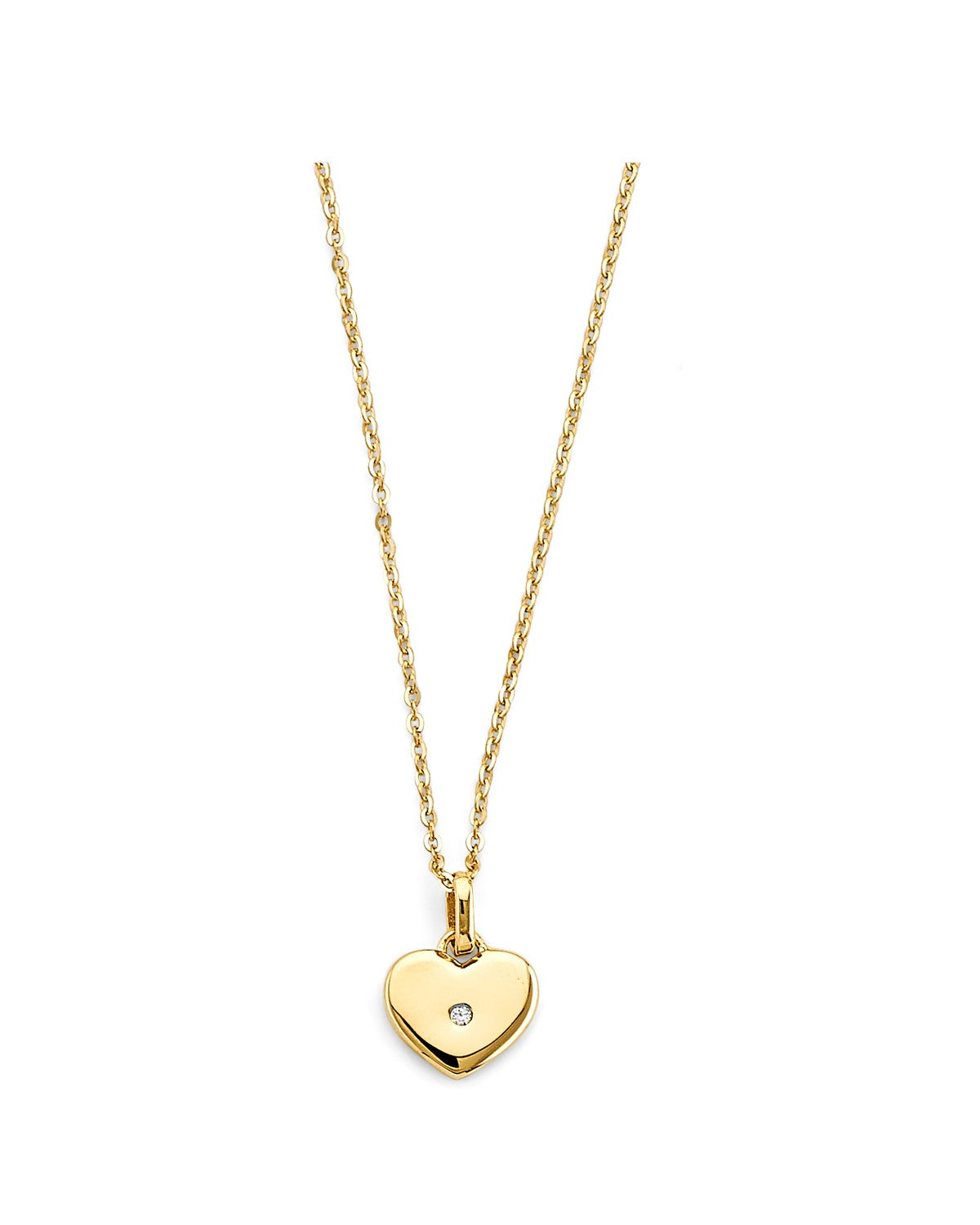 14K Yellow Gold CZ Heart Charm Necklace (NK-0450)