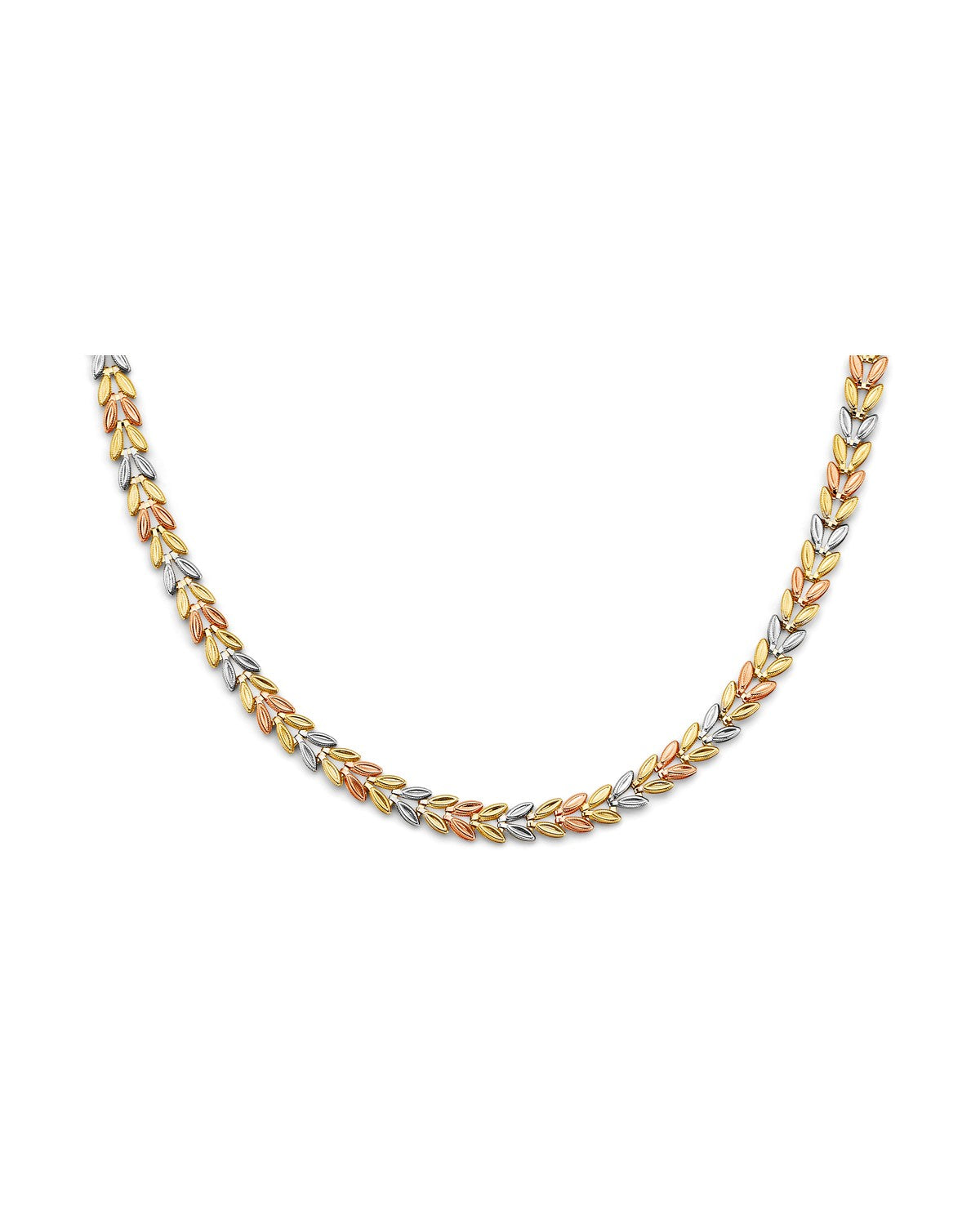 14K Tri-Color Gold 3C Double Face Stampato Necklace (NK-0458)