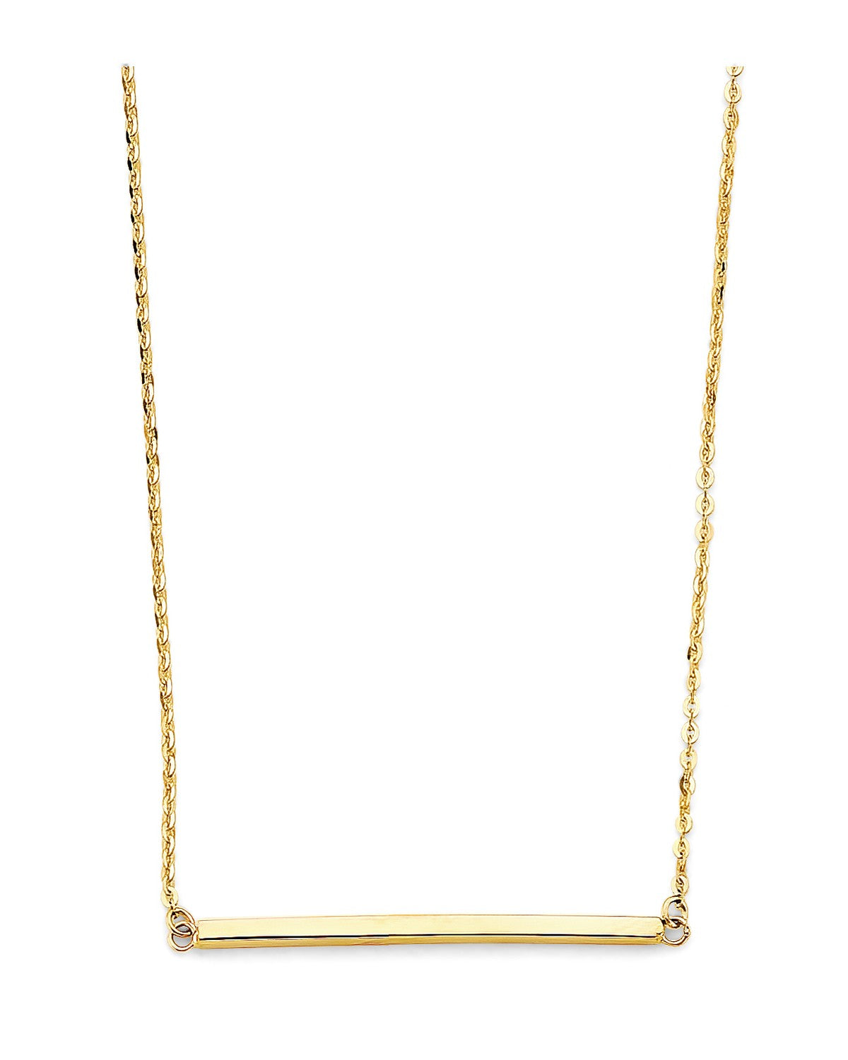 14K Yellow Gold Long Square Bar Necklace (NK-0461)