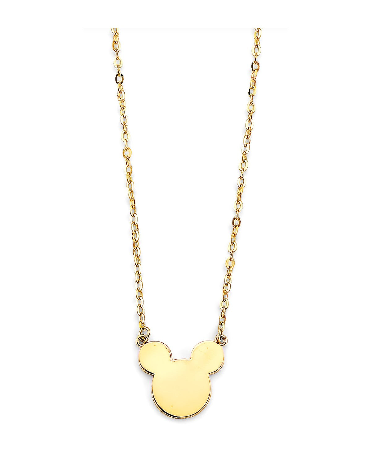 14K Yellow Gold Plain Cartoon Mouse Necklace (NK-0465)