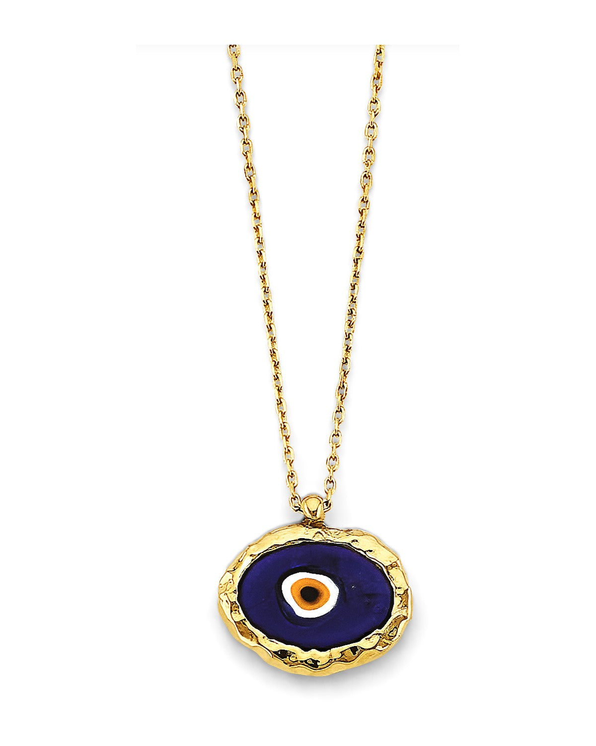 14K Yellow Gold Fancy Blue Evil Eye Necklace (NK-0468)
