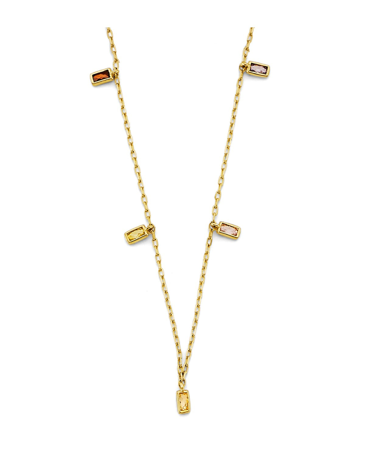 14K Yellow Gold Color Emerald Shape CZ Necklace (NK-0476)