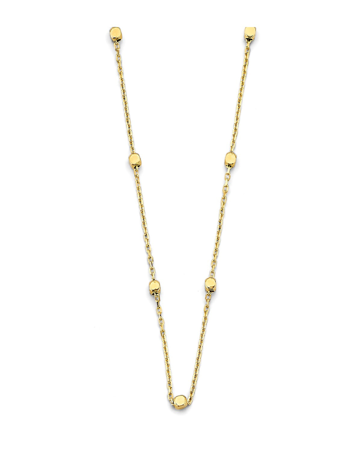 14K Yellow Gold Square Shape Bead Necklace (NK-0486)