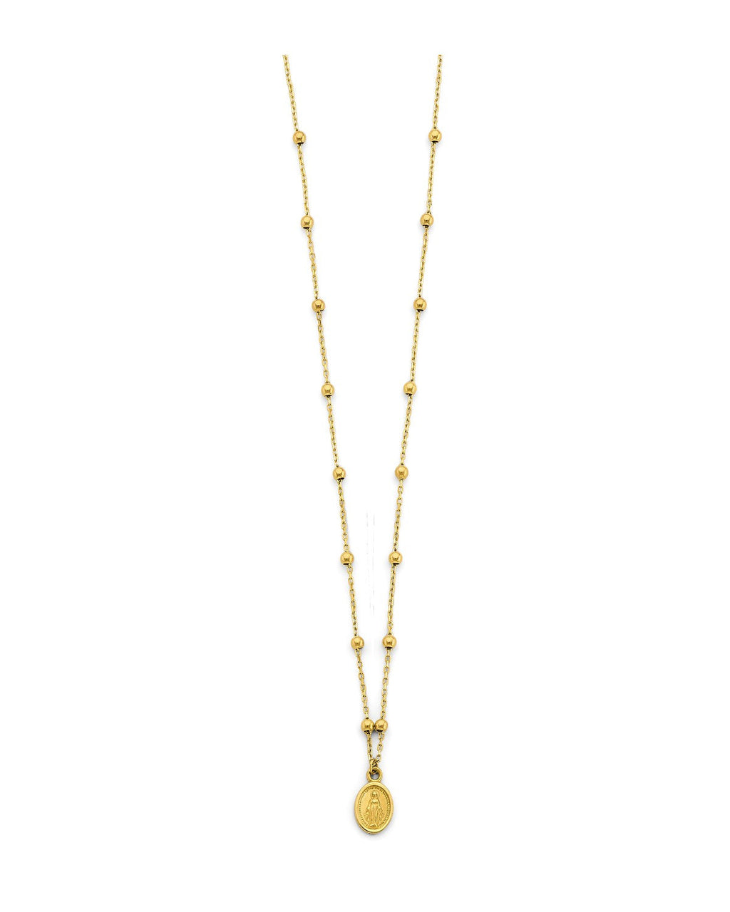 14K Yellow Gold Virgin Mary Ball Necklace (NK-0489)
