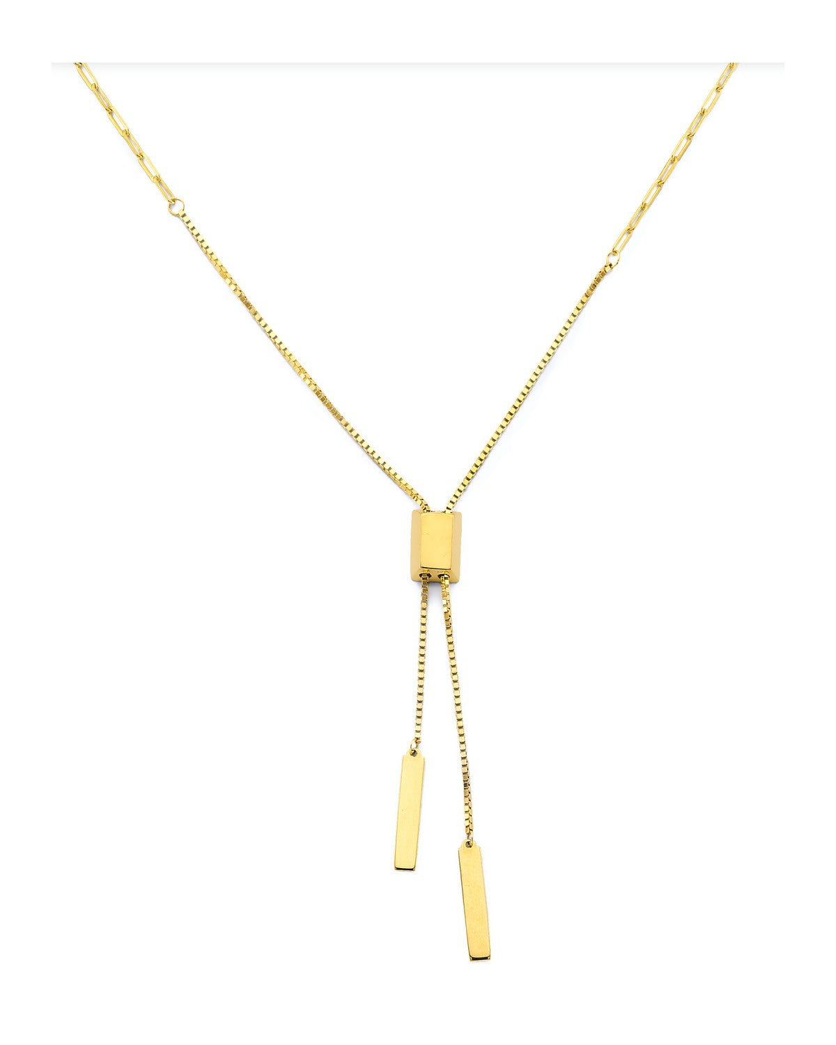 14K Yellow Gold Adjustable Bar Necklace (NK-0492)