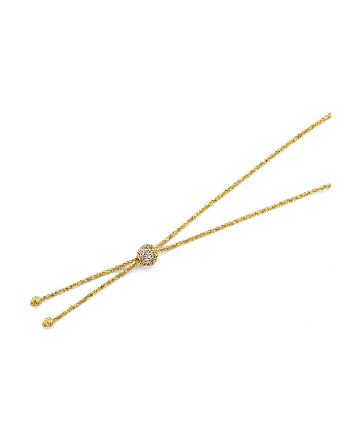 14K Yellow Gold Adjustable CZ Ball Necklace (NK-0496)