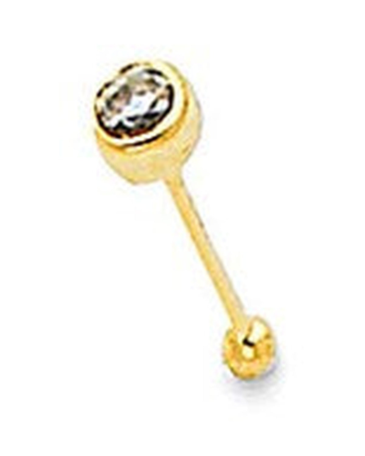 14K Yellow Gold Bezel CZ Nose Studs (NS-0017 (14KT))
