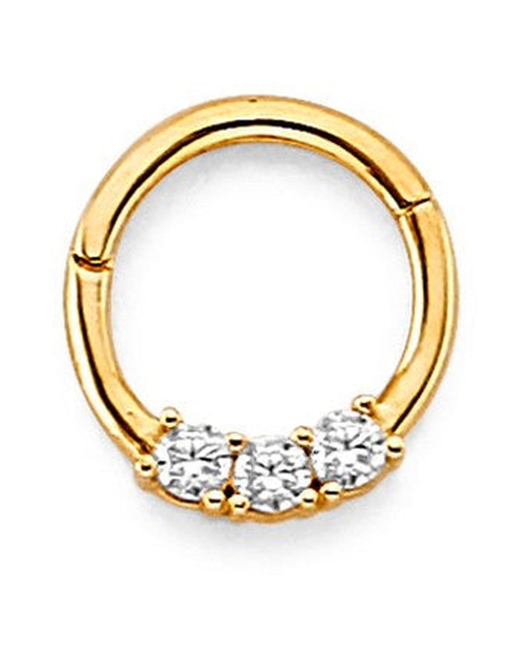 14K Yellow Gold CZ Nose Jewelry (NS-0021)