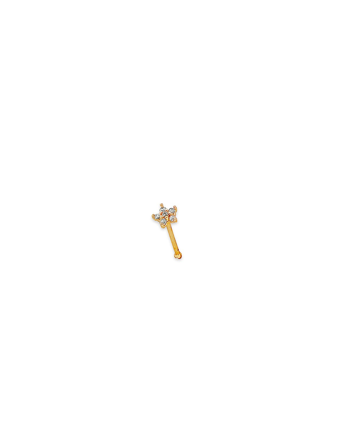 14K Yellow Gold Nose Piercing with CZ Flower (NS-0026 (14KT))