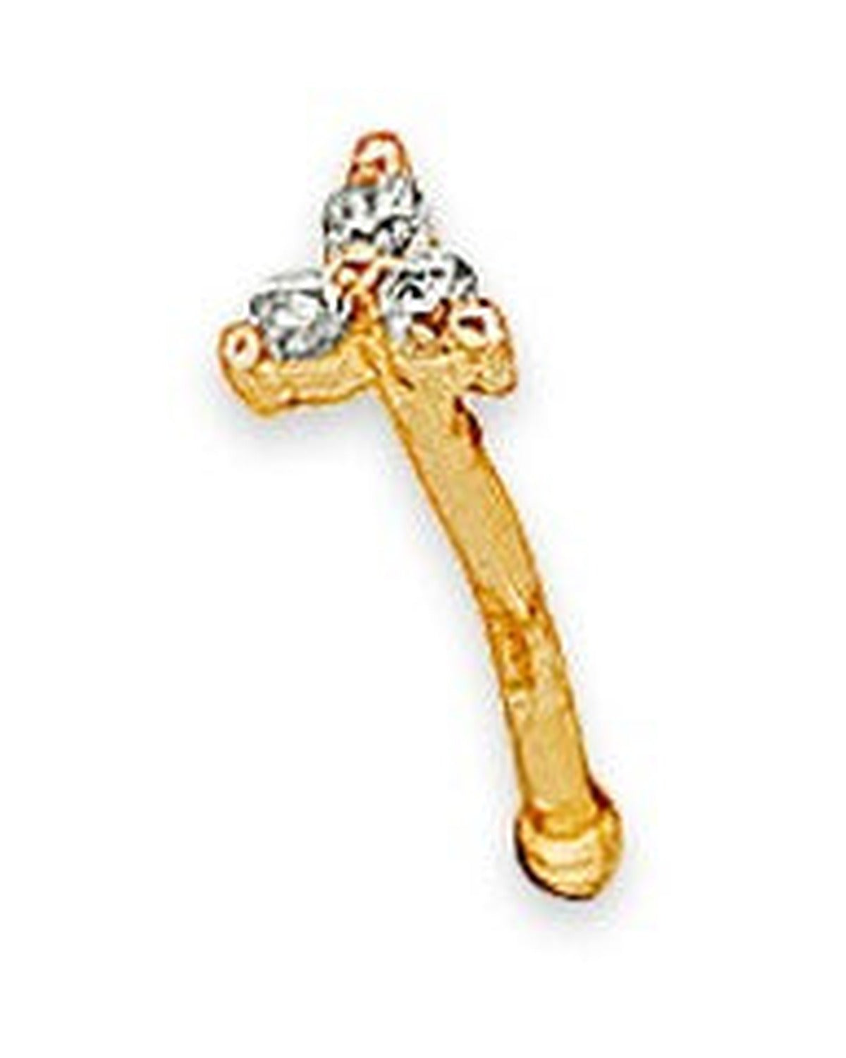 14K Yellow Gold Nose Piercing with CZ Triangle (NS-0029 (14KT))