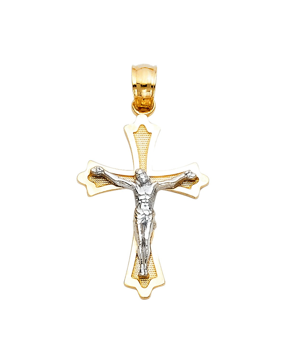 14K Two-Tone Gold Cross Crucifix (PT-0051)