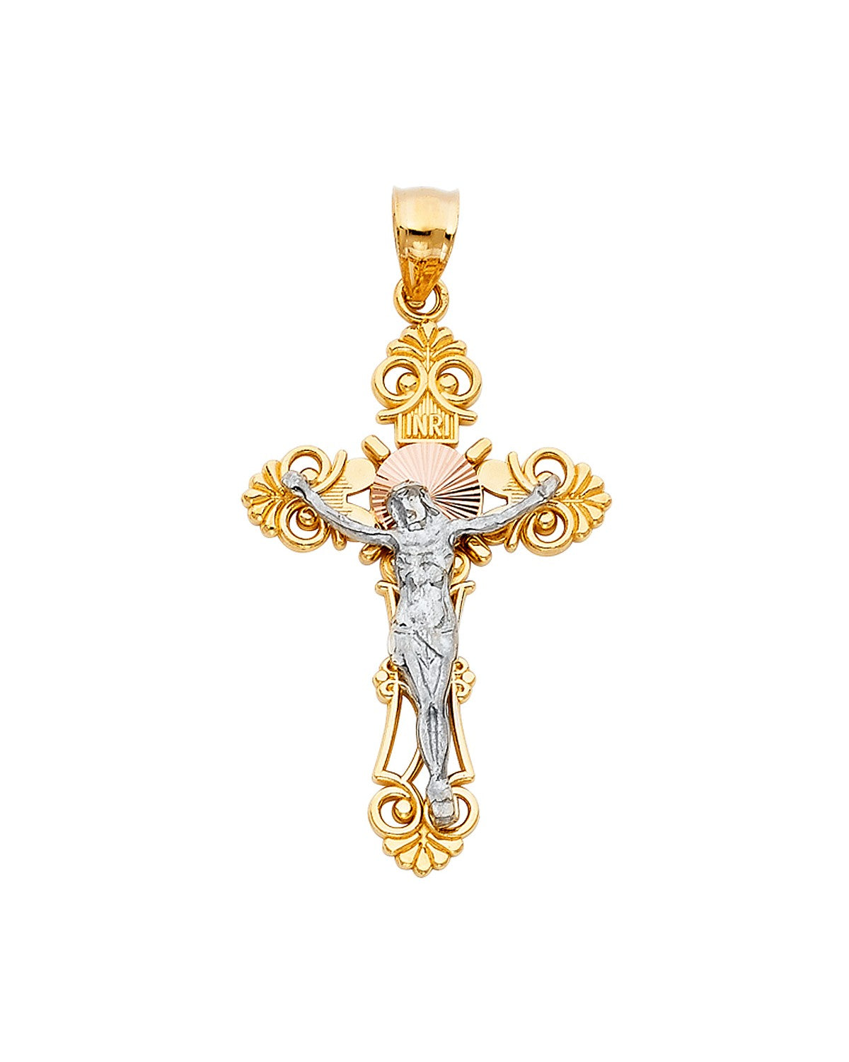 14K Tri-Color Gold 3C Crucufix Big (PT-0062)