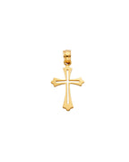 14K Yellow Gold Small Budded Cross Pendant (PT-0120)