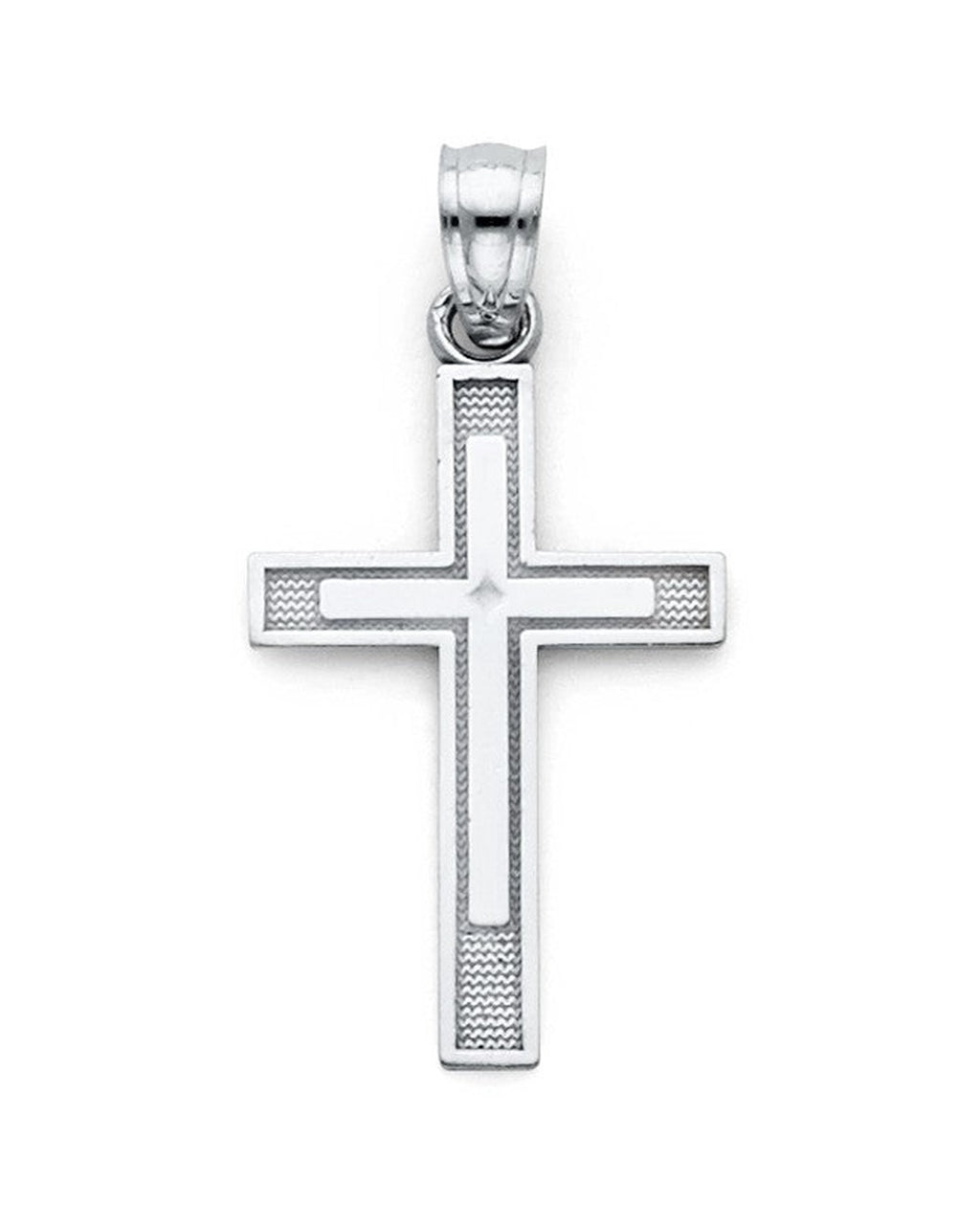 14K White Gold Latin Cross Pendant (PT-0136W)