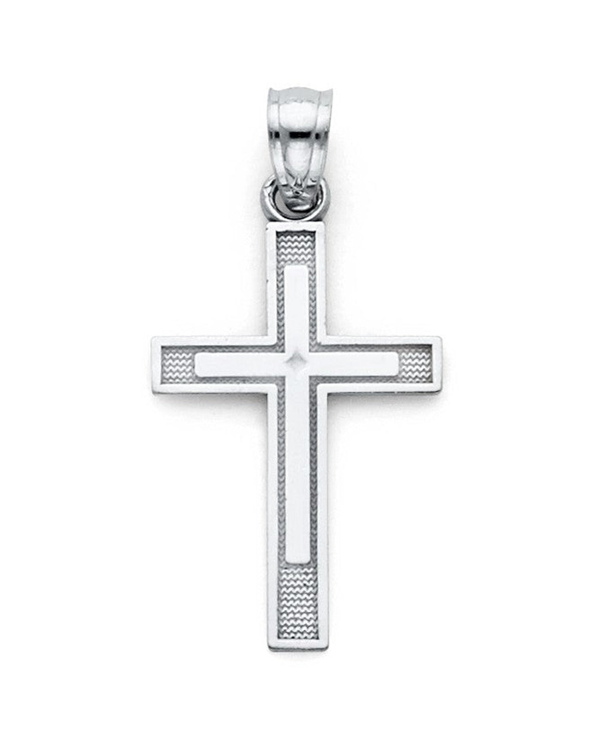 14K White Gold Latin Cross Pendant (PT-0136W)
